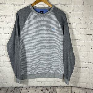 Johnnie-O Men Spector Crewneck Sweatshirt M Medium Gray White Stripe JMKO 1930